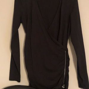 Michael Kors black wrap top. Zipper detail.